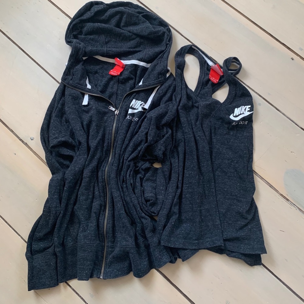 Nike “vintage” tank and zip up sweatshirt